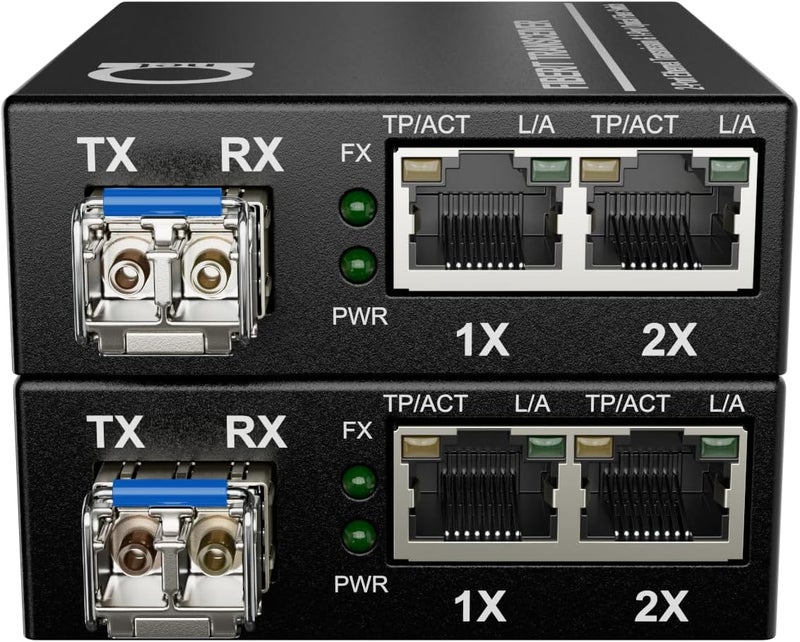ADNET Dual RJ45 Ports – Pair of Fiber Media Converters, Gigabit Ethernet, SM LC 1310nm SFP Included – 10/100/1000Base-Tx to 1000Base-LX Single Mode Fiber, Up to 20km (12.4 mi) - Image 4